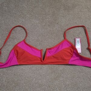 Xhilaration Vibrant Red and Pink Bikini Top